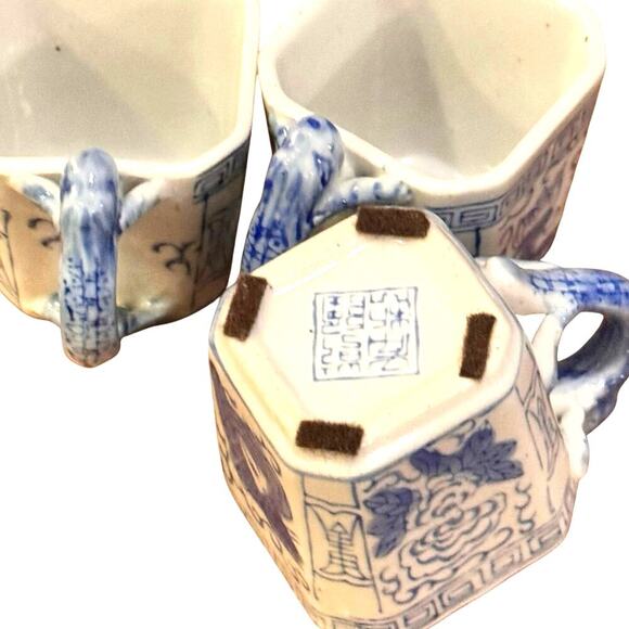 Vintage Blue & White Dragon Teapot Set – 5-Piece Porcelain - Picture 3 of 6